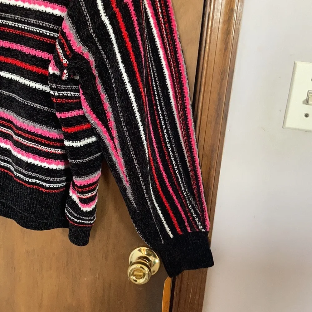 Ruby Rd sweater stripes black with pink red white gray casual office size 3X - Picture 4 of 17